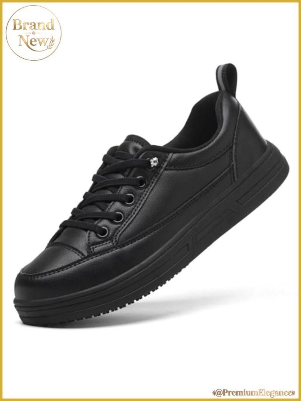 Slip On Faux Leather Work Sneakers Non Slip Wipe Clean Occupational Shoes